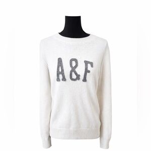 Abercrombie & Fitch Cream Sweater with Gray A&F Logo